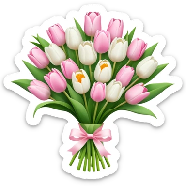 Pink flower bouquet with white tulips sticker