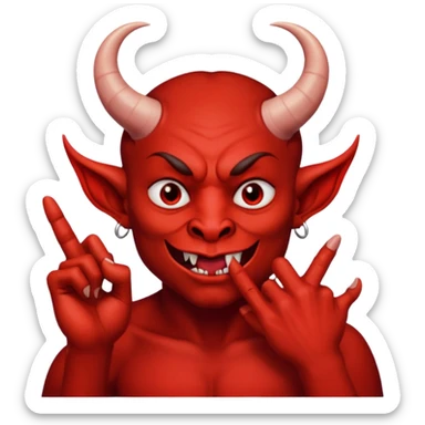 Creppy devil and shushing someone  🤫 like over there mouth sticker