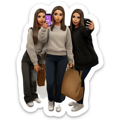 selfie of girls with phones sticker