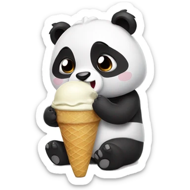Panda eating ice cream and a powerful ally it is  sticker