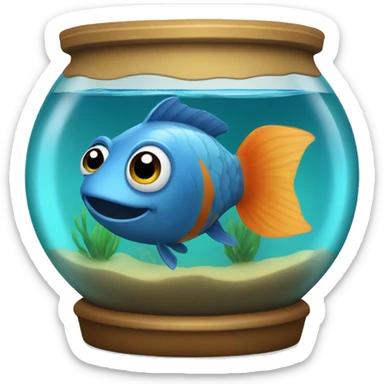 fish in fishbowl sticker