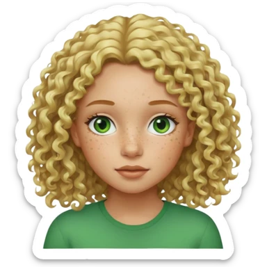 girl with light skin light curly blonde hair freckles and green eyes  sticker