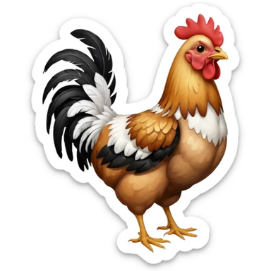 chicken with body covered every feathers is a mix of black and white color, full body   sticker