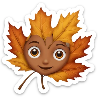 single comic dryleaf with eyes and a smile in brown less face sticker