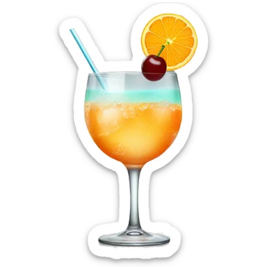 Cocktail garnished with an orange and a cherry sticker
