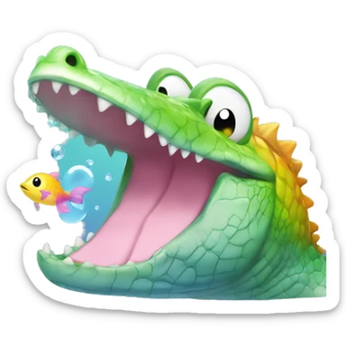 Rainbow baby crocodile emoji dazzled with adopt me cute fish emoji  sticker