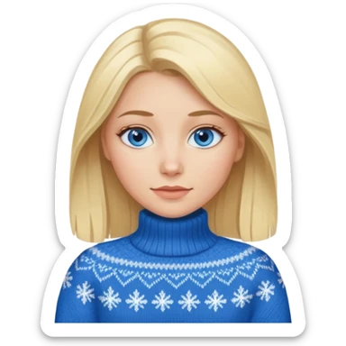 Mujer rubia de ojos azules Ted blanca y jersey de invierno sticker