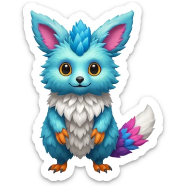 Skogen-Labubu-Trico-Fakémon-hybrid-creature (full body)  sticker