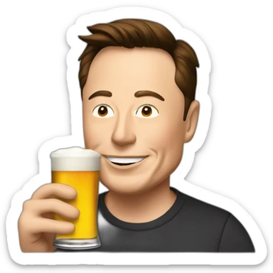 Elon Musk qui bois une bière sticker