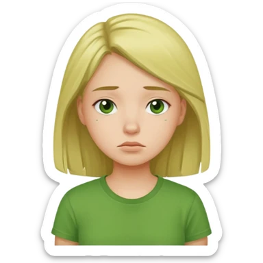 tired girl wearing a green t-shirt sticker