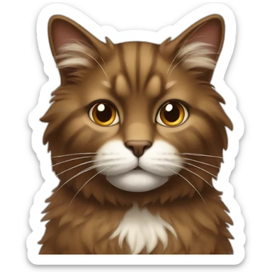 strict brown fluffy cat with a white muzzle completely sticker