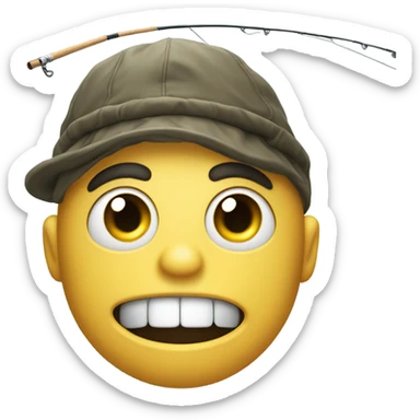 Fish catching human on fishing rod sticker