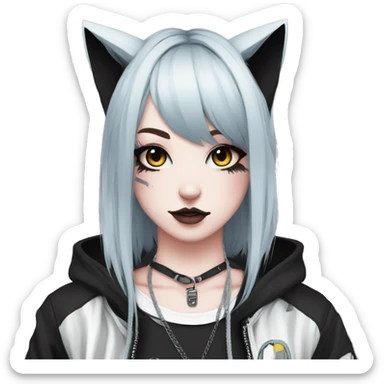 Edgy Kawaii Cute Cool Cartoon Anime Punk Techwear Gothic Catgirl sticker