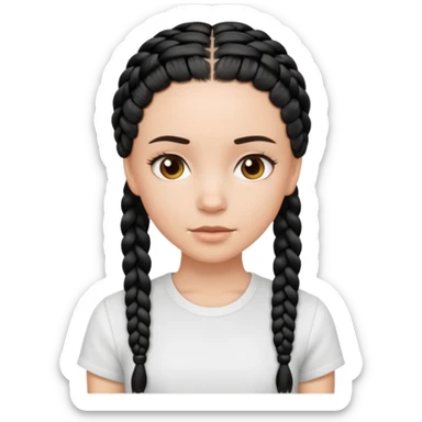 white girl 10 black braids sticker
