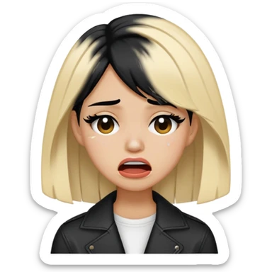 A singer her hair is two tone black and blonde she have brown eyes have gap on her teeth and she is such a crybaby and her style is weird sticker