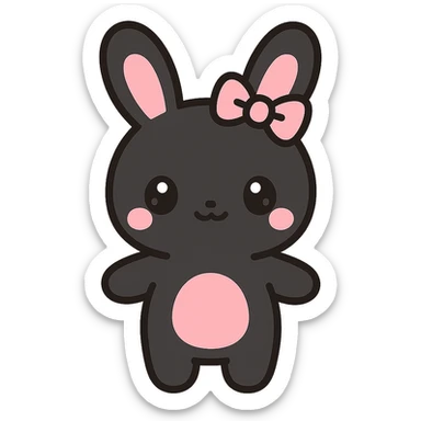 gothic bunny, black and pink, kawaii style sticker