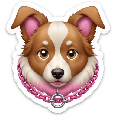 brown white and caramel dog wearing a pink chain sticker