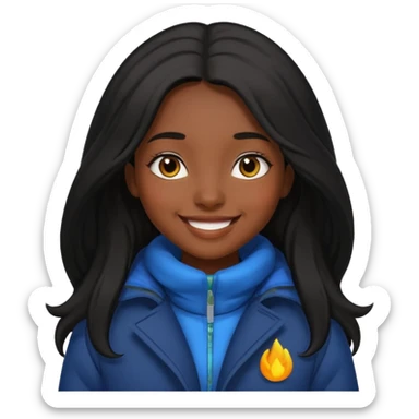 Siyah uzun saçlı ceket giyen esmerimsi kız sticker