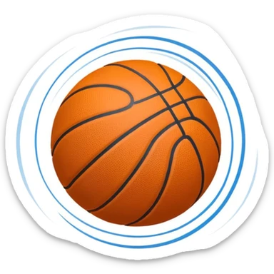 basketball airball emoji, basketball missing the hoop, dynamic motion lines, expressive sticker