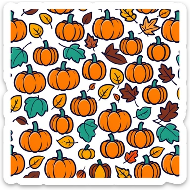autumn fall scene with leaves, pumpkins, and cozy vibes sticker