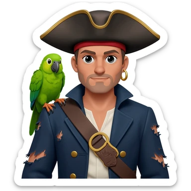 pirate and parrot sticker
