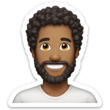 bearded man with dark curly hair and big smile sticker