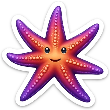 color gradient between red and purple glitter cute starfish sticker