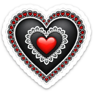 emo heart with a black lace border sticker