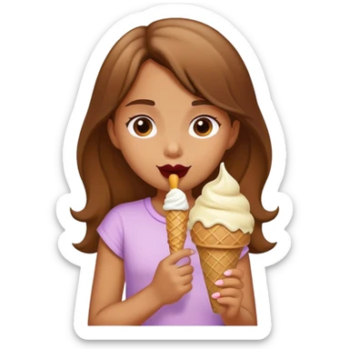 A Girl eats an ice cream sticker
