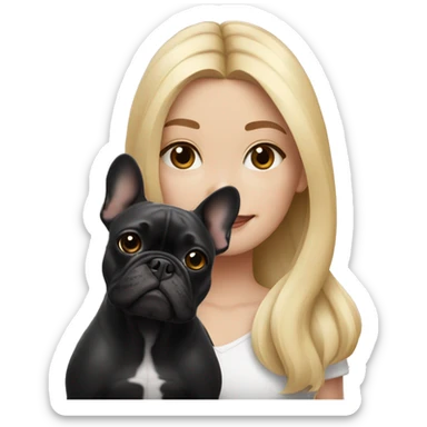 Blonde girl with black/white French bulldog sticker