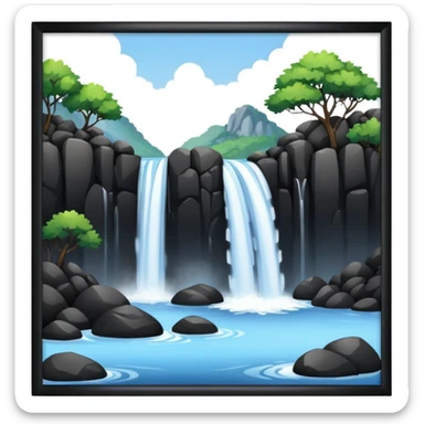 black rocks water fall  sticker