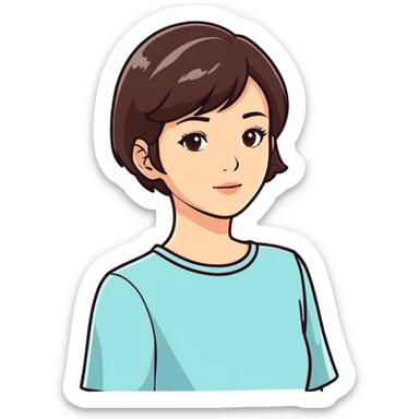 a lady with short dark brown hair sticker