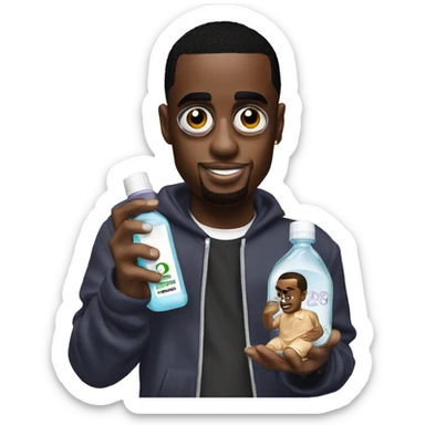 p diddy with justin bieber holding baby oil sticker