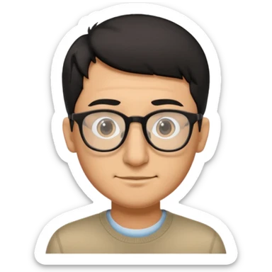 Emoli hombre con lentes poco cabello negro y nariz grande sticker