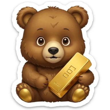 Cute bear with a gold bar sticker