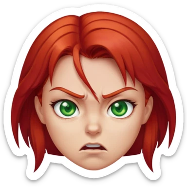 Angry girl with red hair and green eyes sticker