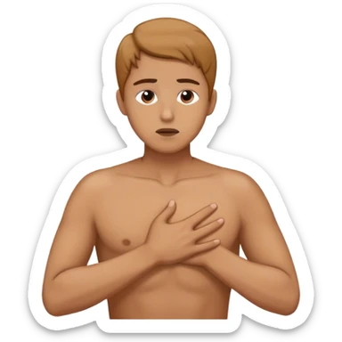 a person places a hand on their chest, taking a deep breath before choosing the lighter path, symbolizing their decision to respond instead of react. sticker