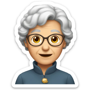 old  lady with brown hair sticker