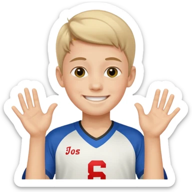 Young boy wishing luck sticker