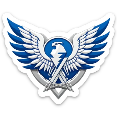 Wings of Freedom logo from Attack on Titan, overlapping blue and white wings, Survey Corps emblem sticker