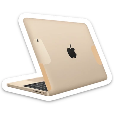 light beige MacBook, half side view showing keyboard and Apple logo on back cover, modern minimalism, iOS style, no emojis sticker