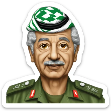 Yasser Arafat with palestine flag free sticker