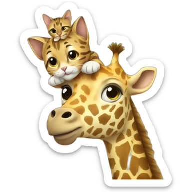 Cat on top of a giraffe sticker