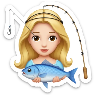 Princess caught on fishing line sticker