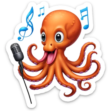 Octopus sings with a microphone sticker