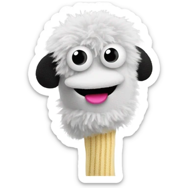 Cute fuzzy sock puppet sticker