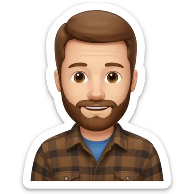 Chico blanco,barba, pelo castaño,camisa franela sticker