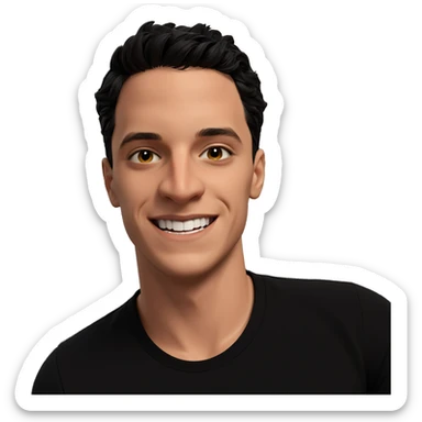 smiling boy in black shirt sticker