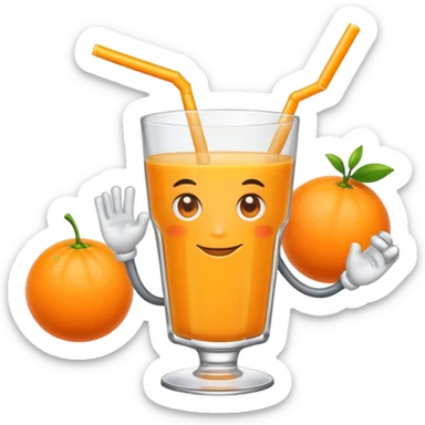 Orange juice with arms sticker