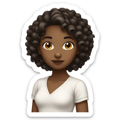 Girl with white skin, curly hair, cuban, dark hair, brown eyes sticker